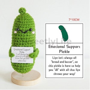 Patata de apoyo emocional positiva, pepinillo/cerdito de ganchillo, regalo personalizado hecho a mano, regalo para ella, decoración de escritorio, regalo para el Día de la Madre