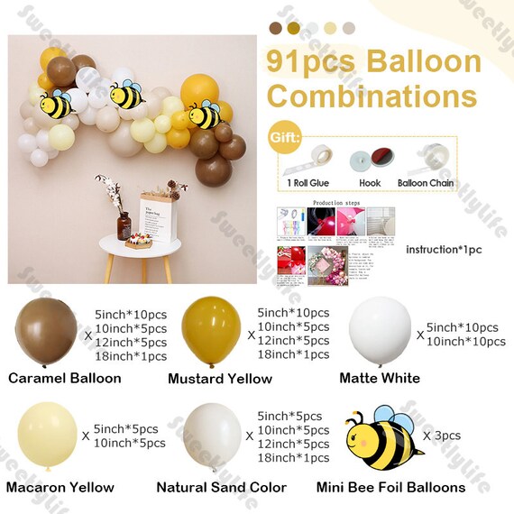 Finypa 9 Palloncini In Lamina A Forma Di Ape Con Faccina, Decorazioni Per Feste A Tema Giungla, Compleanno, Grandi, Oro/Nero - 5