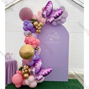 115/119 pz Pastello Palloncino Ghirlanda Arco Kit Viola Rosa Oro Farfalla Palloncini Baby Shower Genere Rivelare Decorazioni per Feste di Compleanno per Bambini Forniture