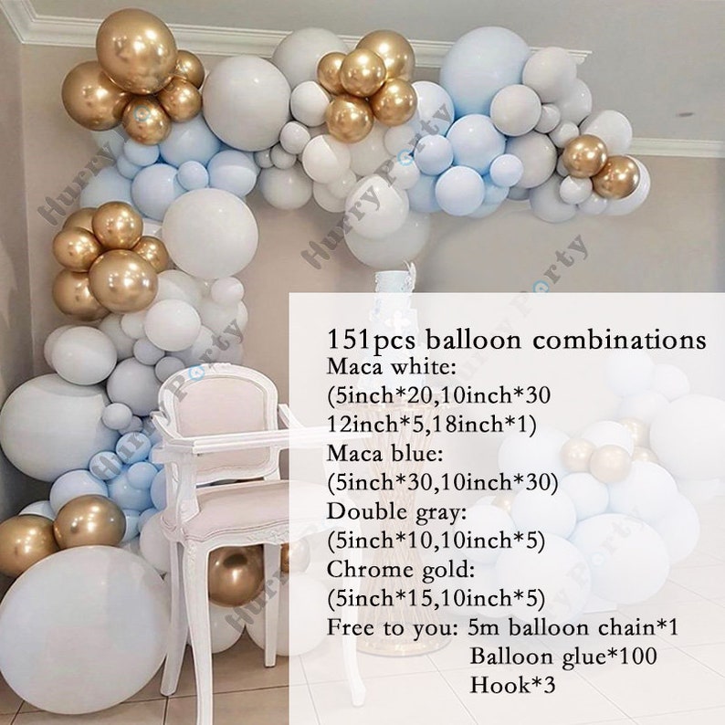 151Pcs Baby Shower Boy Balloons Garland Arch Kit Macaron Blue Etsy