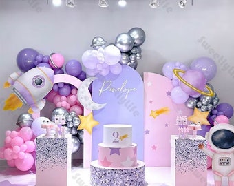 131pcs Galaxy Themed Party Balloon Arch First Trip Around The Sun Space Baby Shower Birthday Moon Outerspace Decor