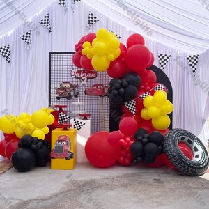150/151pcs Matte Black Red Yellow Balloon Arch Kit Balloon Set Birthday ...