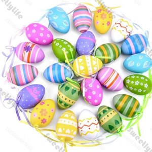 24pcs Personalization Easter Egg Ornaments Easter Decorations for Table Handpainted Plastic Easter Eggs for Easter Tree Seasonal Decor