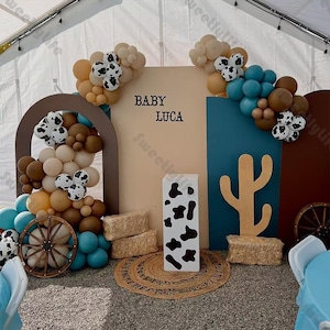 135 pezzi Kit ghirlanda arco tema fattoria Palloncini da cowboy blu caramello Baby Shower Compleanno ragazzo Rivelazione sesso Nuziale Festa Decorazione Forniture