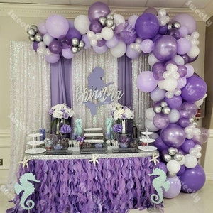 141 pz Macaron Viola Matrimonio Palloncino Ghirlanda Bianco Cromo Viola Argento Palloncini Arco Kit San Valentino Anniversario Compleanno Decor