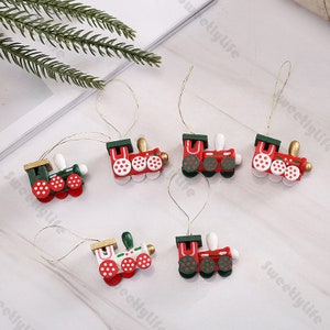 Hand Painted Wooden Train, Christmas Pendant Ornament, Wooden Train Toy, Gift for Train Enthusiasts, Hanging Ornament, Home Decor