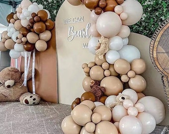 85/160pcs Doubled Apricot Cream Peach Caramel Balloon Arch Kit White Baby Shower Birthday Party Supplies Gender Reveal Decorations