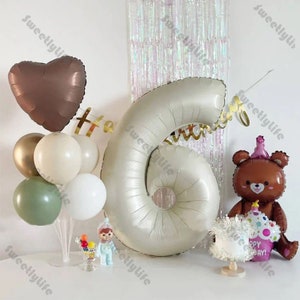 40inch Large Cream and Ivory White Balloons 0 1 2 3 4 5 6 7 8 9 Ball Happy Birthday Party Decoration Adult Kids Ballon Helium Party Globos