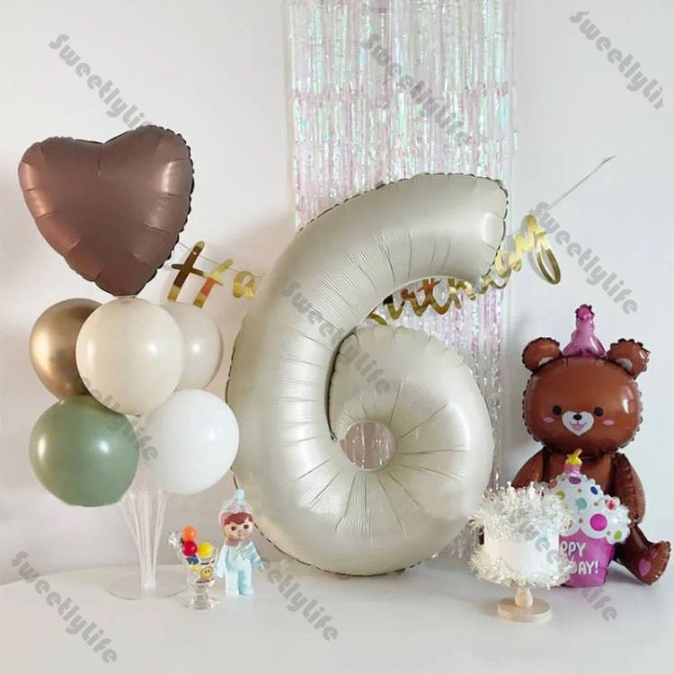 40inch Large Cream and Ivory White Balloons 0 1 2 3 4 5 6 7 8 9 Ball Happy Birthday Party Decoration Adult Kids Ballon Helium Party Globos