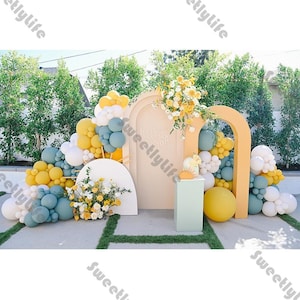 118/168 pezzi Kit Palloncini Tema Tramonto Sabbia Blu Giallo Boho Sole Palloncini Baby Shower Ragazzi 1° Compleanno Rivelazione Sesso Sfondo Decorazione