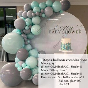 102pcs Macaron Tiffany Blue Ballons Garland Baby Shower Gray Wedding Arch Kit Birthday Party Decor image 2