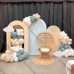 137pcs Retro Balloon Arch Kit Natural Sand White Blue Balloons Baby Shower Birthday Bride Wedding Anniversary Gender Reveal Decor Supplies