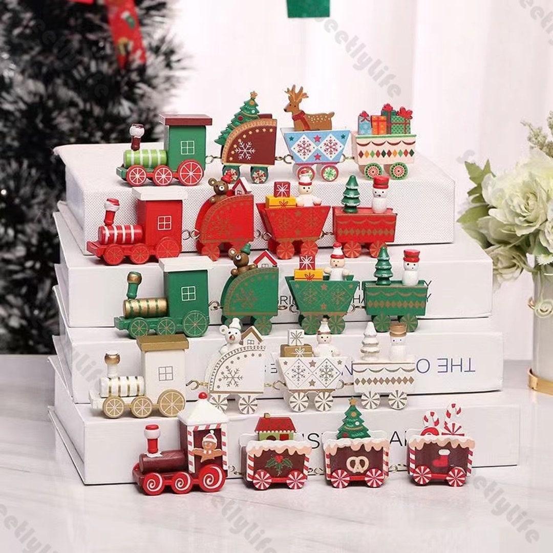 Wooden Handmade Christmas Train, Merry Christmas Decoration
