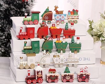 Wooden Handmade Christmas Train, Merry Christmas Decoration, Delicate Handcrafted Gift, Home Decoration, Wooden Kids Gift