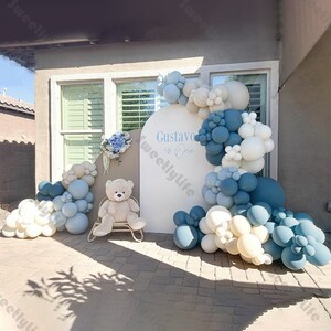 122/182pcs Retro Balloon Slate Blue Sand Ocean Balloons Boho Bridal Shower Gender Reveal Birthday Party Wedding Decoration