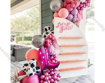 121pcs Cowgirl Bachelorette Balloon Garland DIY Kit Macaron baby Pink Purple Balloons Baby Shower Cowgirl 1st Birthday Decoration