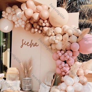 158pcs Doubled Dusty Pink Balloon Garland Wedding Decoration Double Apricot Cream Peach Ballons Arch Baby Shower Birthday Party Decor