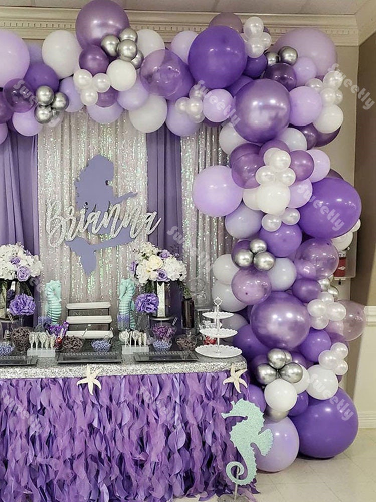 Kit de guirxiété d'arc de ballon violet pastel, ballons argentés violets,  décorations de mariage, ballon de fête d'anniversaire, décor de douche de  bébé, 105 pièces - AliExpress