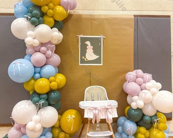 154pc One Silly Goose Theme Arch Kit Retro Pink Blue Green Yellow Balloons Kids Birthday Gender Reveal Baby Shower Party Decoration Supplies