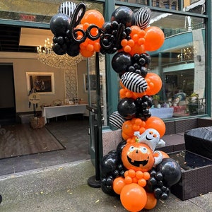 110pcs Matte Black Orange Balloon Garland Arch Kit Fall Baby Shower Kid Halloween Balloons Gender Reveal Birthday Haunted House Decoration