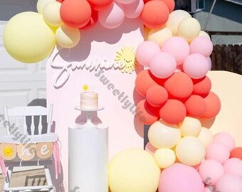 73pcs Sunshine Balloon Arch Kit  Pink Yellow Boho Sun Balloons Baby Shower Girl Birthday Graduation Globos First Trip Around the Sun Decor