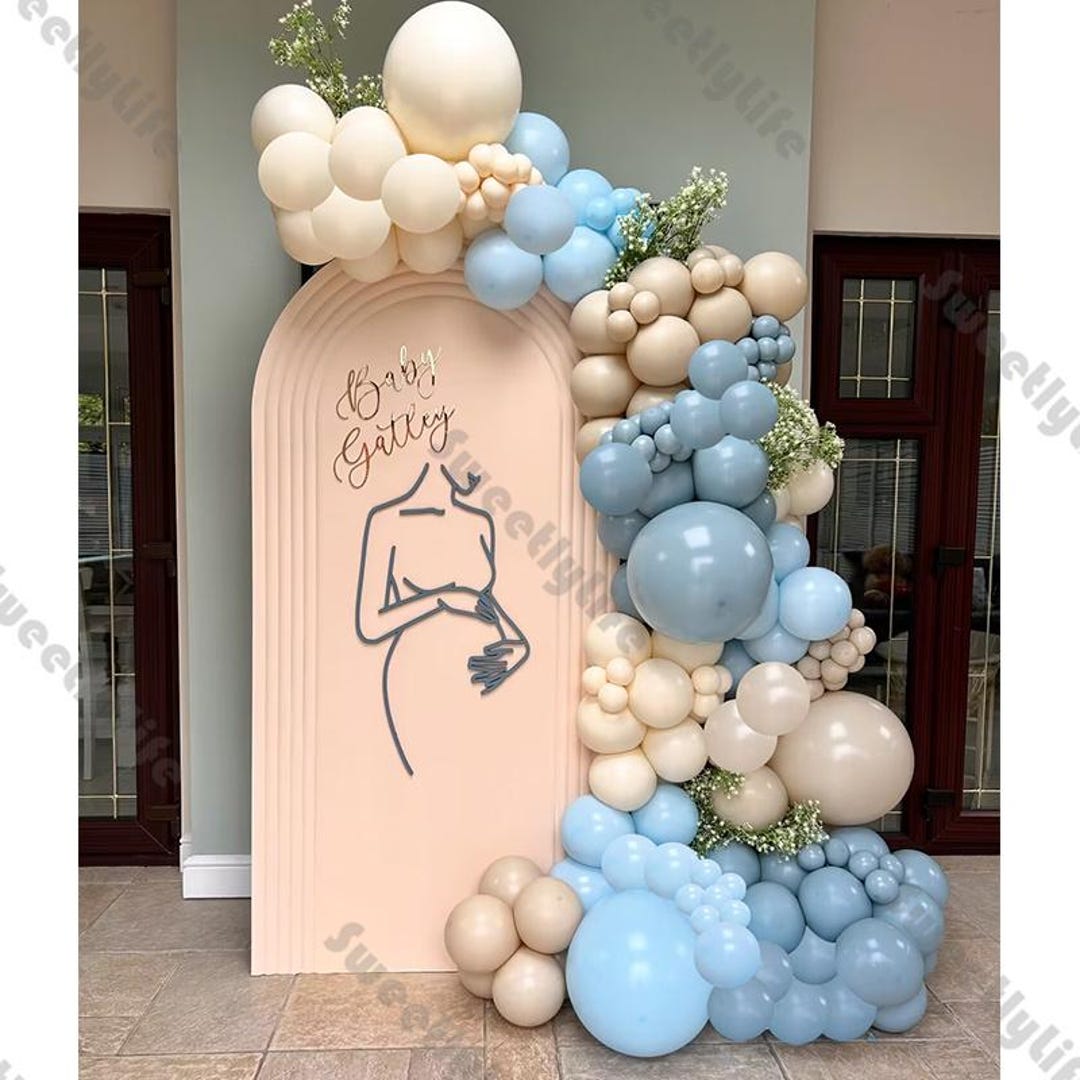 159pcs Baby Shower Balloon Garland Arch Kit Retro Smoke Blue Brown ...