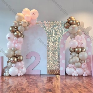 108/114pcs Baby Shower Balloon Garland Arch Kit Pink Natural Sand Balloons Girl Birthday Gender Reveal Bridal Wedding Party Decor Supplies