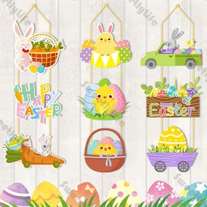 Spring Theme Personalized Wall Hanging Happy Easter Door Sign Easter Bunny Front Door Hanger Easter Welcome Sign Easter Door Wreath Decor