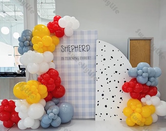 143pcs Matte Red Lemon Blue Balloon Arch Kit Baby Shower Boy 1st Birthday Gender Reveal Wedding Anniversary Graduation Party Decor Supplies