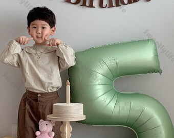 40inch Sage Green Giant Number Balloons Avocado Olive Green Large Mylar Balloon Decoration First Birthday Wedding Baby Shower Anniversary