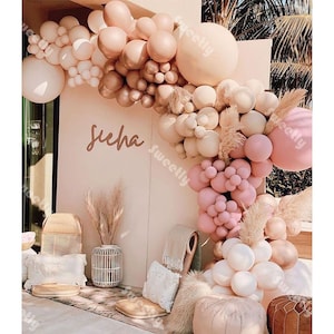 4-16ft Doubled Apricot Balloon Arch Dusty Pink Cream Peach Balloons Garland Boho Bridal Shower Gender Reveal Decoration