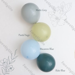 Retro Slate Blue Sage Green Balloons Garland Kit Custom Balloon Arch Matte Color Decorations Baby Shower Wedding Birthday Party Bridal Decor