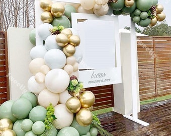 105pcs Retro Dusty Green Cream Peach Macaroon White Balloon Garland Arch Kit Wedding Birthday Baby Shower Party Decor