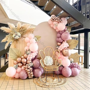134pcs Retro Pinkish purple Chrome Rose Gold Baby Pink Balloons Garland Arch Kit Wedding Birthday Baby Shower Party Decor
