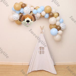 Kit ghirlanda di palloncini a forma di zampa di cane bianco da 80 pezzi, palloncini blu e marroni al caramello, per compleanno di bambini, baby shower, rivelazione del sesso della sposa, decorazione per feste di matrimonio