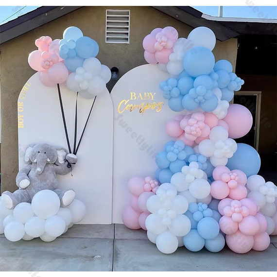 Confezione da 100 Pezzi di Palloncini Rosa Pastello Argento, Palloncini Bianchi, Palloncini a Forma di Papillon e Farfalle Laser per Baby Shower Femminile