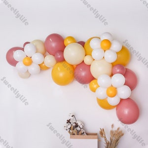 5-16ft Two Groovy Balloon Arch Lemon Ivory Daisy Balloons Dusty Pink 1st Birthday Background Gender Reveal Decoratio
