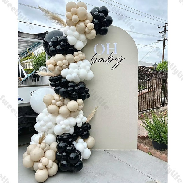 162pcs Baby Shower Balloons Garland Arch Kit Sand White Black Beige Neutral Balloon Decor Wedding Bride to Be Birthday Party Supplies