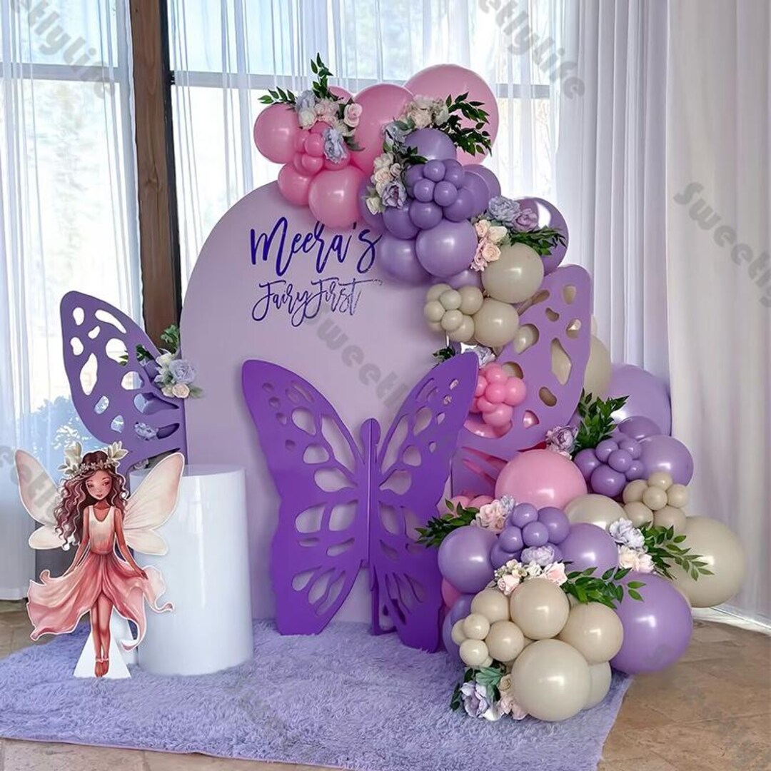 119 Pièces Arche Ballon Kit Violet Et Rose Confettis Ballons Latex