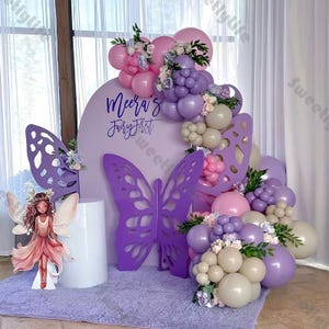 118pcs Butterfly Theme Balloon Arch Kit Matte Pink Purple Balloons Baby Shower Girl Birthday Gender Reveal Bride to Be Party Decoration
