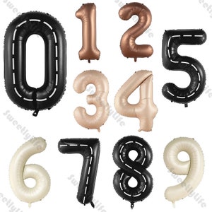 32/40in Caffè Nero Gigante Numero Palloncini Crema Caramello Grande Palloncino Mylar Decorazione Primo Compleanno Matrimonio Baby Shower Anniversario Copia