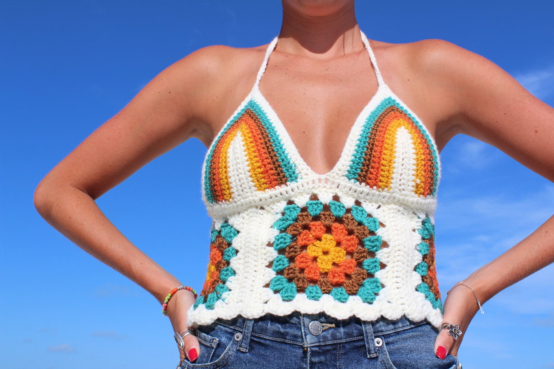 Retro Crochet Halter Top Crochet Festival Top Handmade to Etsy