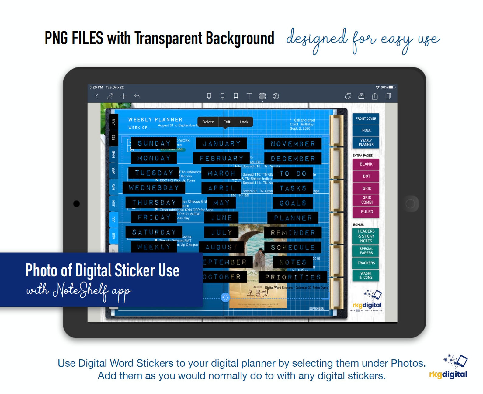 90 Black RETRO DYMO Digital Word Stickers for Digital Planner Etsy