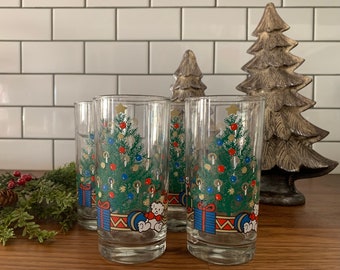 1988 Anchor Hocking Co | Christmas Glassware | Set of 4