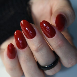 DEEP RED | Autumn Fall | Handpainted press on nails | CUSTOM fake nails | Stiletto Oval Almond Square Coffin Balerina | Long Medium Short