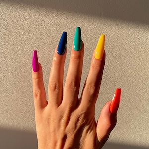 LGBT+ PRIDE RAINBOW set handmade | Handpainted press on nails | fake nails | Stiletto Oval Almond Square Coffin Balerina | Long Medium Short
