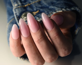 KAUWGUM Roze | Mat Glanzend | Handgeschilderde presson-nagels | Kunstnagels | Stiletto ovale amandel vierkante doodskist Balerina | Lang Middelkort