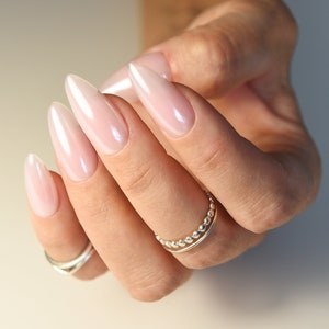 Handpainted Strawberry Glazed Press On Nails, Medium Almond Shape, Set of 10