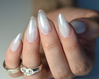 GEGLAZUURDE DONUT MELKACHTIG | Nagels van beroemdheden | Glanzend | Handgeschilderde pers op nagels | Stiletto ovale amandel vierkante doodskist Balerina | Lang Middelkort