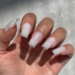 MILKY BTCH ACRYL Matte Glossy Handpainted press on nails Fake nails Stiletto Oval Almond Square Coffin Balerina Long Medium Short image 1